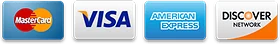 Mastercard, Visa, American Express and Discover accepted